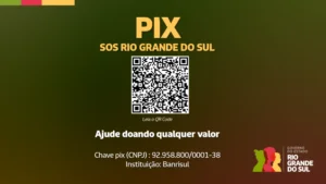 Imagem mostrando qual é o Pix do Rio Grande do Sul para receber doações.