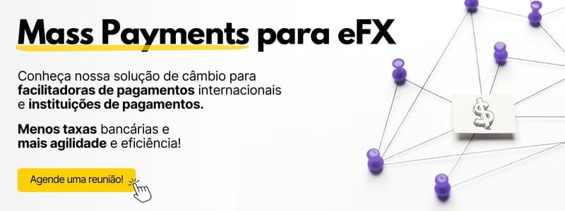 Banner que mostra a solução de Mass Payments para prestadores de eFX da B2Gether.