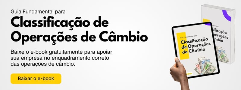 Banner para divulgar o guia de classificaçã de operações de câmbio da B2Gether, disponível para download gratuito.