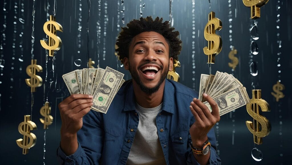 Imagem de um empresário segurando notas de dólares, ilustrando um artigo da B2Gether que informa como será o funcionamento do mercado de câmbio nas semanas do Natal e do Ano Novo.